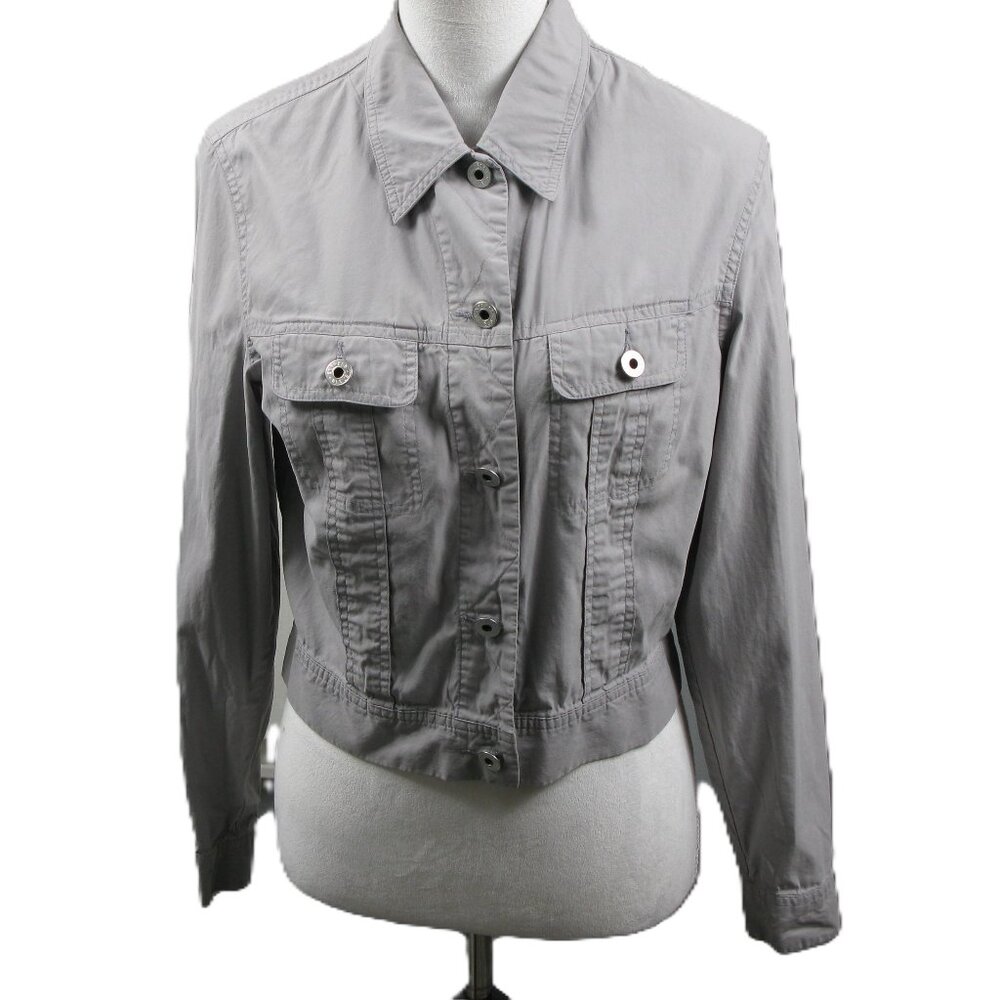 Express Gray Lightweight Button Front Cotton Jack… - image 1